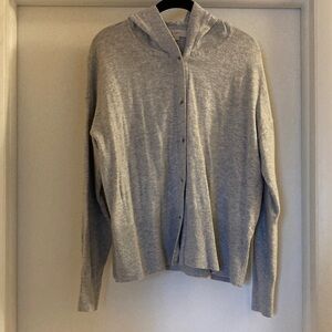 LOFT Light Gray Hooded Cardigan Sweater
